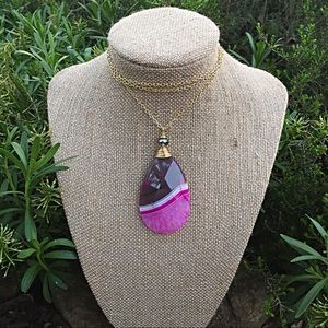 Faceted striped agate & crystal pendant necklace